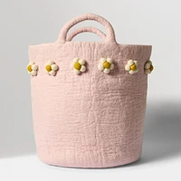 Flower Felt Hamper, Cream