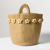 Flower Felt Hamper, Cream