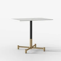 Gable White Bistro Top 24x32 Rect + Dining Height 4 Branch Base, Bronze/Brass