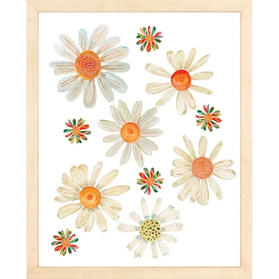 Daisies By Lanas Shop, Framed Giclee Print, 12x15 Single Mat Whitewash