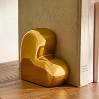 Heart Shaped Bookend, Polished Brass