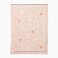 Daisy Knit Sherpa Baby Blanket, Blue