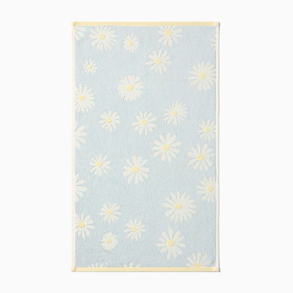 Daisy Carved Hand Towel, White