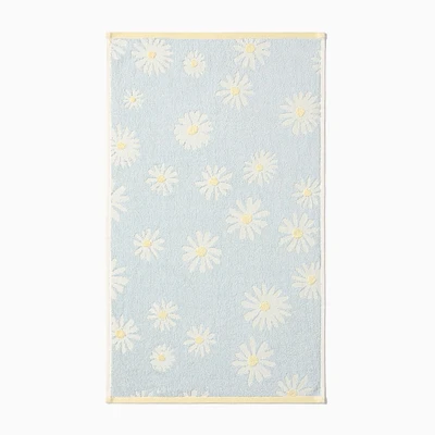 Daisy Carved Hand Towel, White