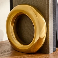 Tubular Metal Bookend, Polished Brass