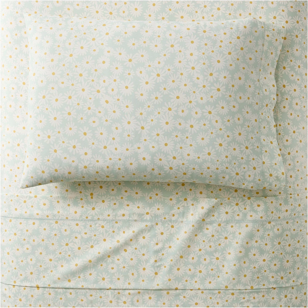 Daisy Sheet Set, Pale Aqua, Twin