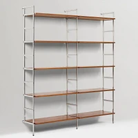 Ozzy Open Shelf Unit, Cool Walnut, Stainless Steel