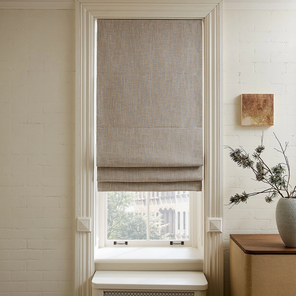 Crossweave Roman Shade With Blackout, Natural Canvas, 26x64