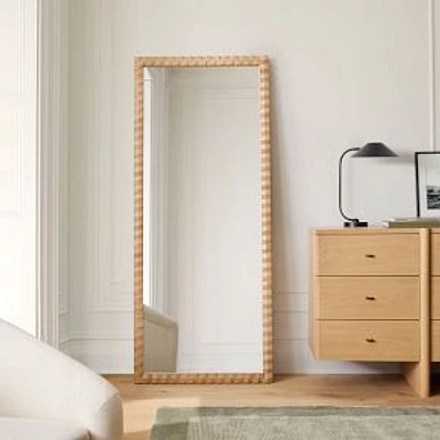 Cantilever Textured Wood Floor Mirror, Blonde, 30x72