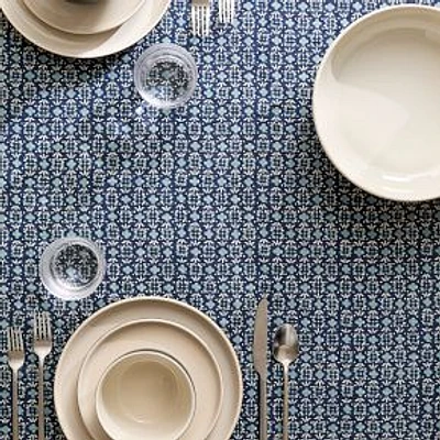 Jude Block Print Tablecloth, Blue