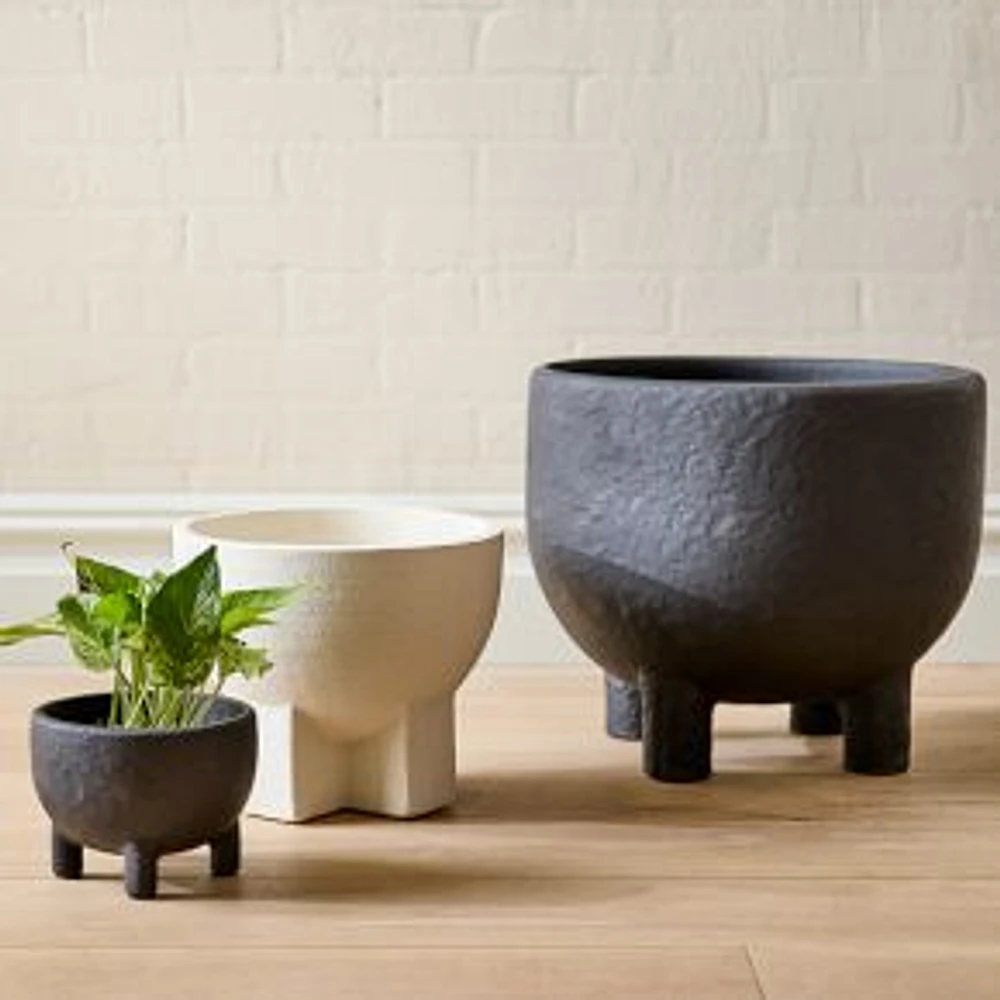 Form Studies Ceramic Footed Planters,  Black, Small