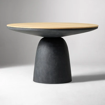 Leona 48" Round Dining Table, Blonde, Obsidian