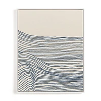 Rolling Waves I, Natural Wood, Canvas, 24x30, Blue