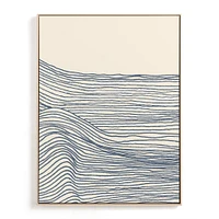 Rolling Waves I, Natural Wood, Canvas, 24x30, Blue