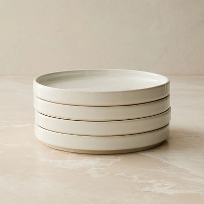 Straight-Sided Stoneware Appetizer Plate, White, Set of 4