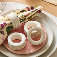 Textural Ceramic Napkin Ring, White, Set of 4