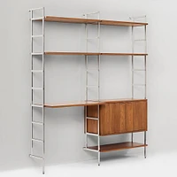 Ozzy Storage Wall Desk & Shelf Unit, Cool Walnut