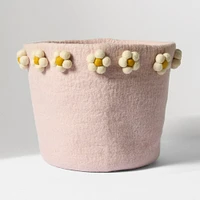 Felt Flower Utility Bin Cream