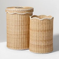 Chip & Dent: Scalloped Hamper, Rattan, Natural, S/2