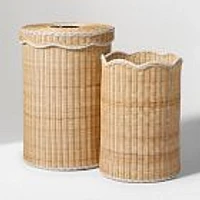 Chip & Dent: Scalloped Hamper, Rattan, Natural, S/2