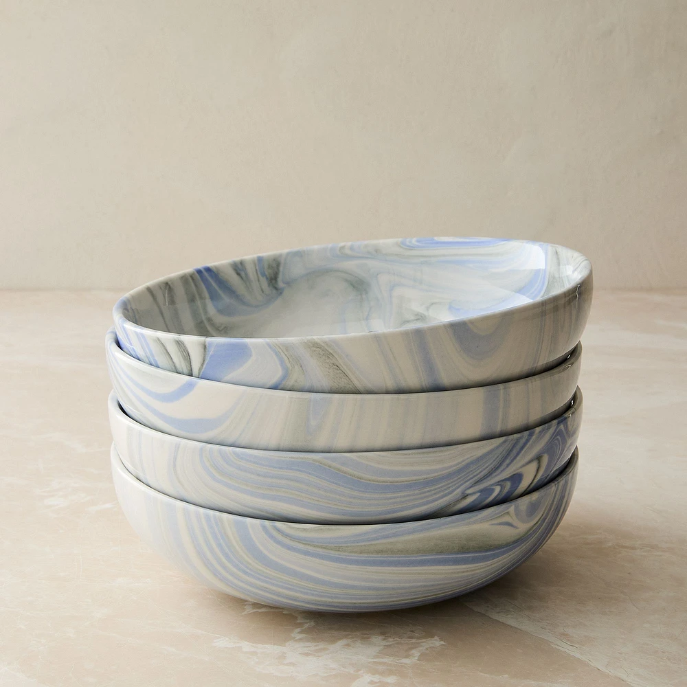 Marble Swirl Pasta Bowl, Natural, Set of 4