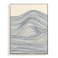 Rolling Waves I, Natural Wood, Canvas, 24x30, Blue