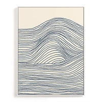 Rolling Waves I, Natural Wood, Canvas, 24x30, Blue