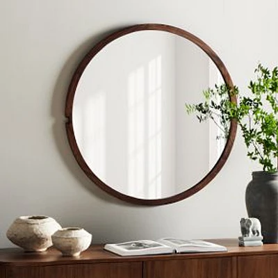 Arturo Wood Wall Mirror, 38", Walnut