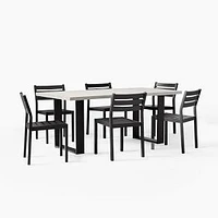 Portside Aluminum Outdoor Dining Set: Outdoor Concrete 72 in Rectangle Dining Table + Set of 2 Dining Chair, Dark Bronze