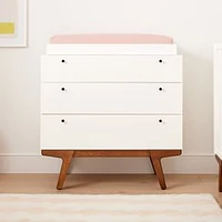 Modern -Drawer Changing Table and Topper, White/Pecan