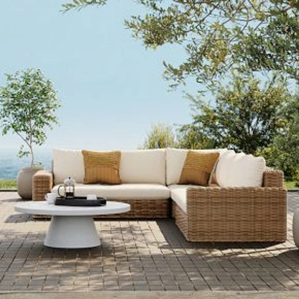 Westport 119" Outdoor 4-Piece Sectional, Set 6: L-Shaped 4 Piece Sectional, Natural