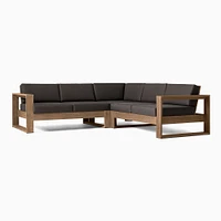 Portside Outdoor 3-Piece L-Shaped Sectional 97", Weathered Gray, Alabaster