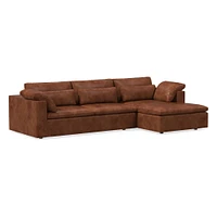 Harmony Modular 123" Left Multi-Seat 2-Piece Sleeper Storage Sectional, Saddle Leather, Nut