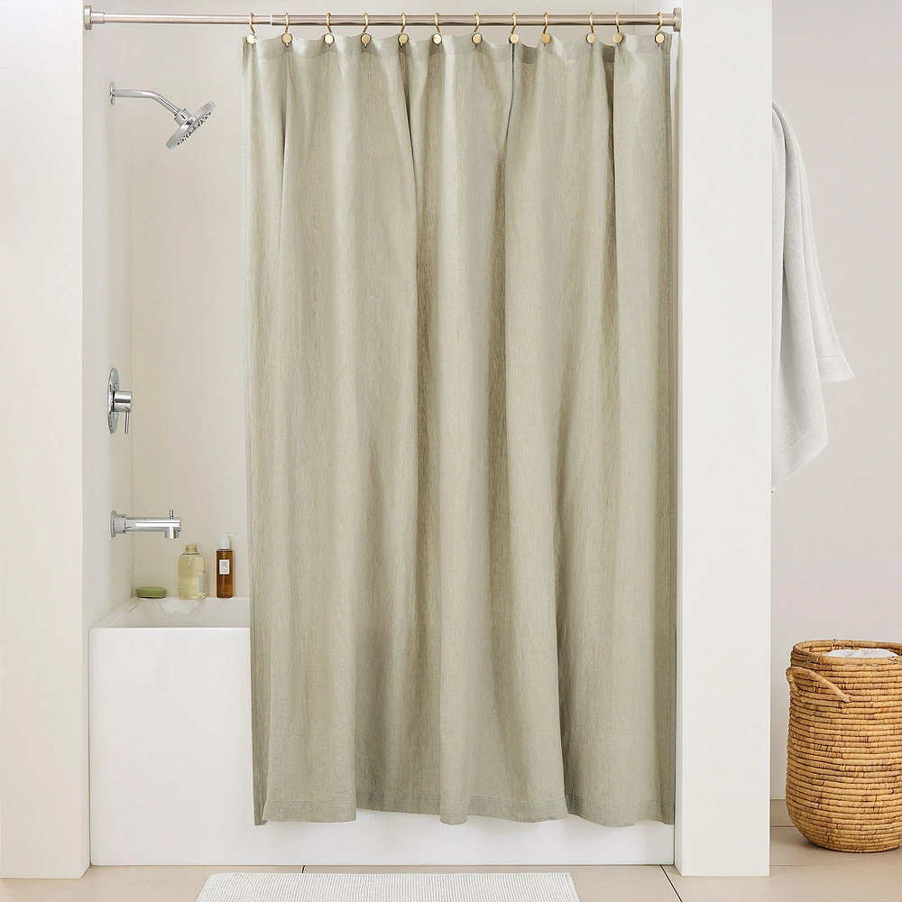 European Linen Shower Curtain 72"x74", Natural Flax