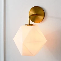 Sculptural Sconce, Faceted Small, Milk, Chrome, 7"