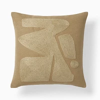 Embroidered Modern Abstract Pillow Cover, 20X20, Alabaster