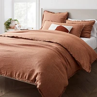 European Flax Linen Ruffle Full/Queen Duvet