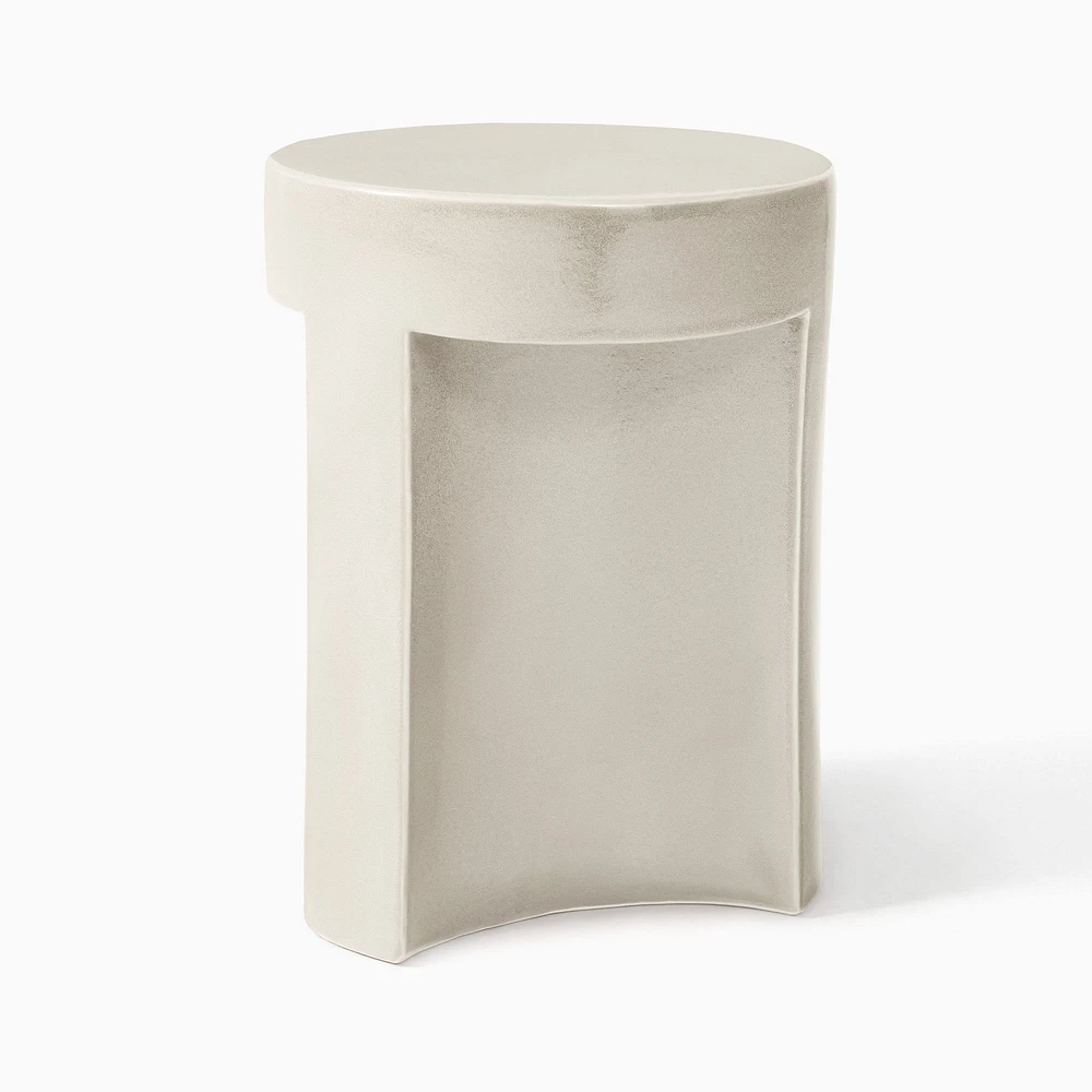 Essie Outdoor 13 Round Side Table, Bone