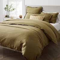 European Flax Linen Ruffle Full/Queen Duvet