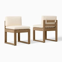 Telluride Outdoor Dining Side Chair, Crosshatch Weave, Slate, Set of 2