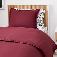 European Flax Linen Ruffle Full/Queen Duvet