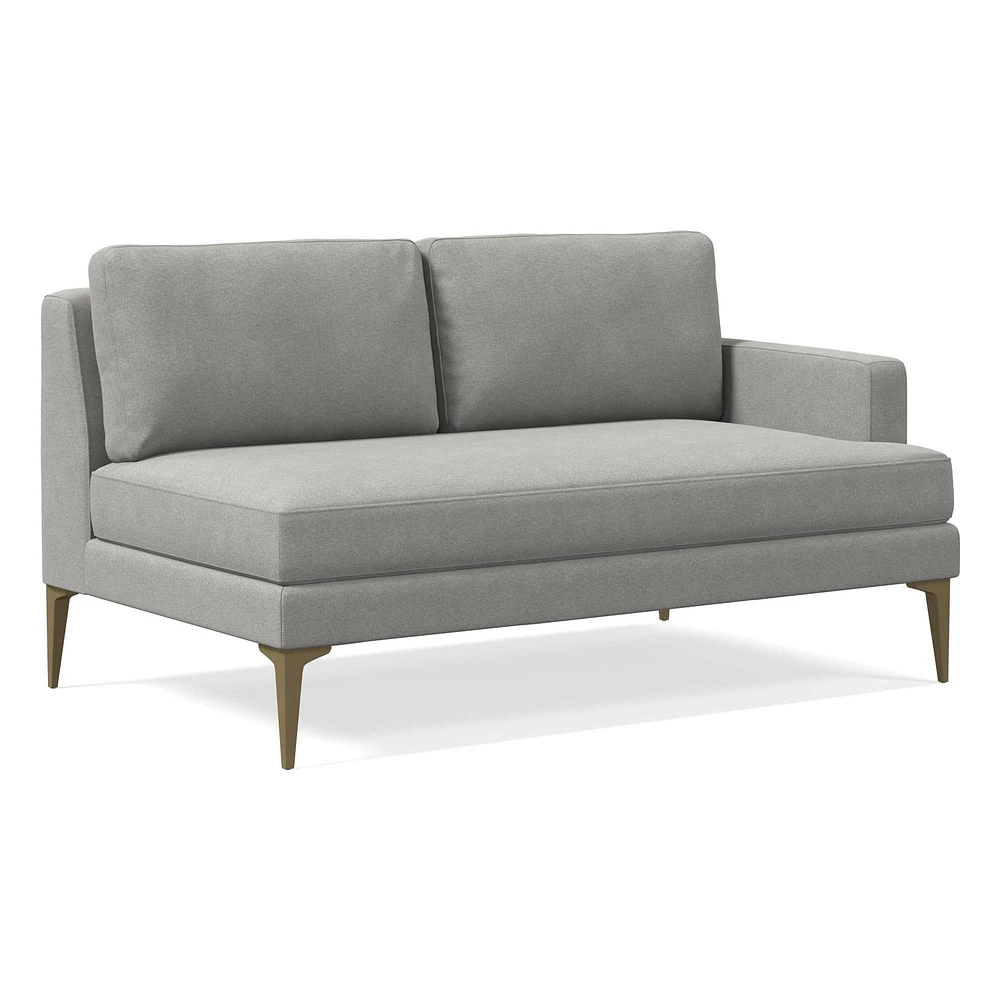 Chip & Dent: Andes Petite Right Arm 2-Seat, Performance Distressed Velvet Silver, Blackened Brass