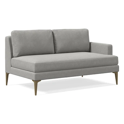 Chip & Dent: Andes Petite Right Arm 2-Seat, Performance Distressed Velvet Silver, Blackened Brass