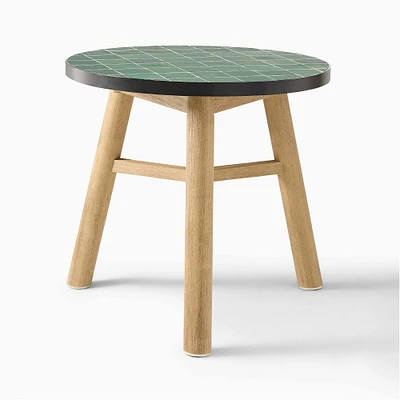 Lima 32" Round Bistro Table, Reef,Green, Tile,Wood