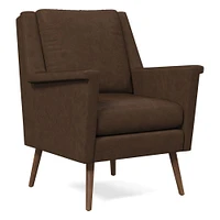 Carlo Mid-Century Chair, Poly, Saddle Leather, Nut, Pecan