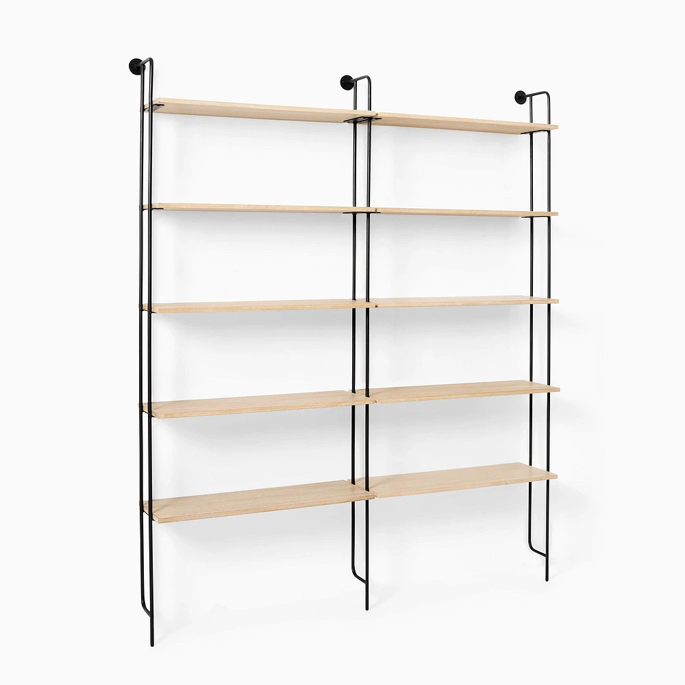 Willow Modular Shelving Set - (2) 5-Shelf Wall Unit, Cerused White