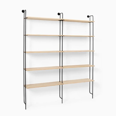 Willow Modular Shelving Set - (2) 5-Shelf Wall Unit, Cerused White