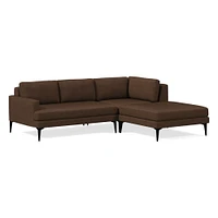 Andes 105" Right Multi Seat 3-Piece Ottoman Sectional, Standard Depth, Saddle Leather, Nut, Dark Pewter