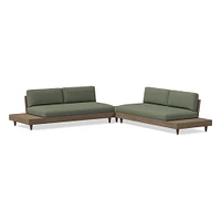 Portside Low Collection, 3 Piece Sectional with Coffee Table Cushion Cover, Canvas, Natural