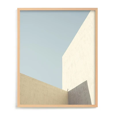 Structure I Wall Art Blue, Natural Wood Frame 24 X 30 Full Bleed Framed Print Rectangle